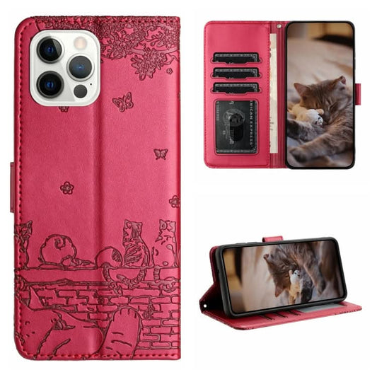 Cat Embossing Pattern Leather Phone Case with Lanyard, Series 3