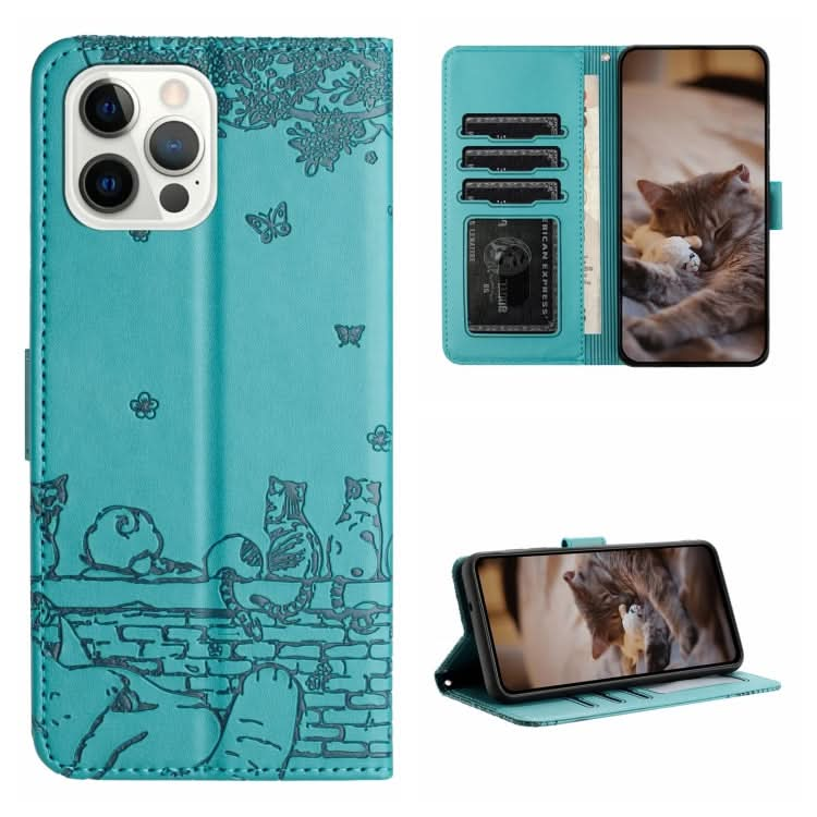 Cat Embossing Pattern Leather Phone Case with Lanyard, Series 3