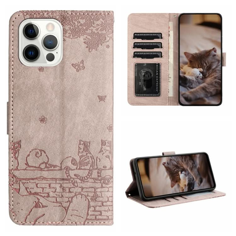 Cat Embossing Pattern Leather Phone Case with Lanyard, Series 3