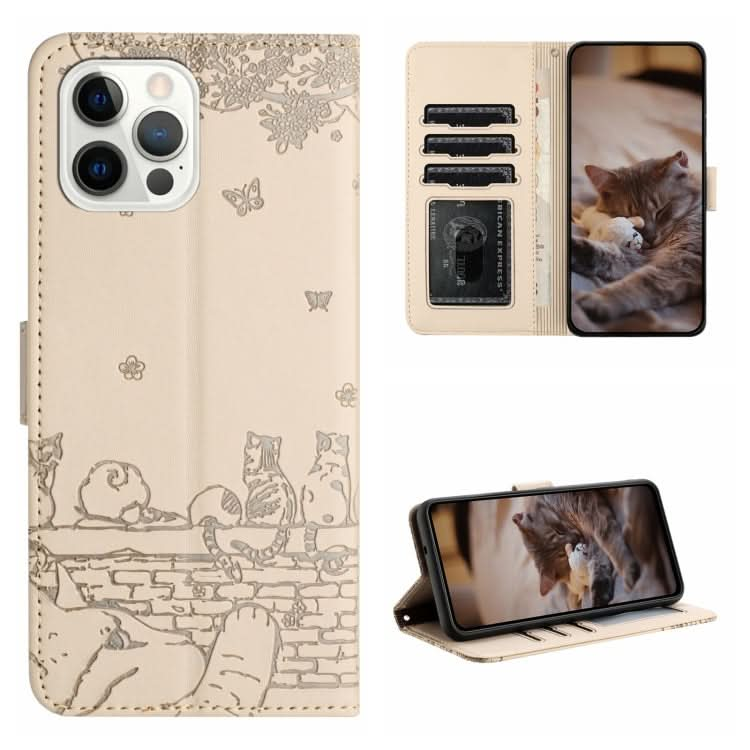 Cat Embossing Pattern Leather Phone Case with Lanyard, Series 3