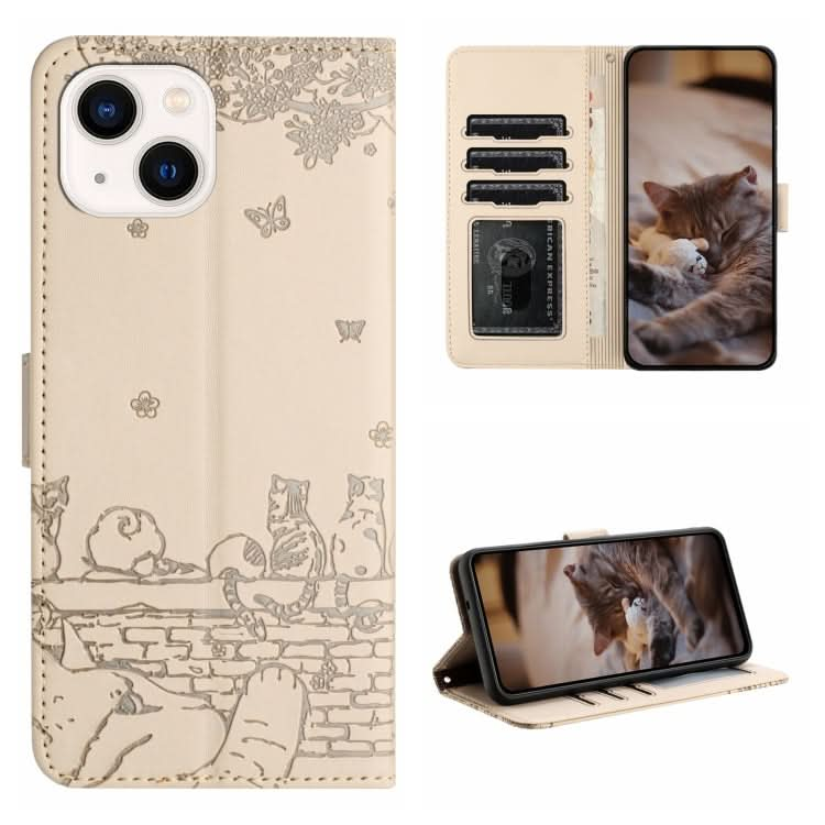 Cat Embossing Pattern Leather Phone Case with Lanyard, Series 3