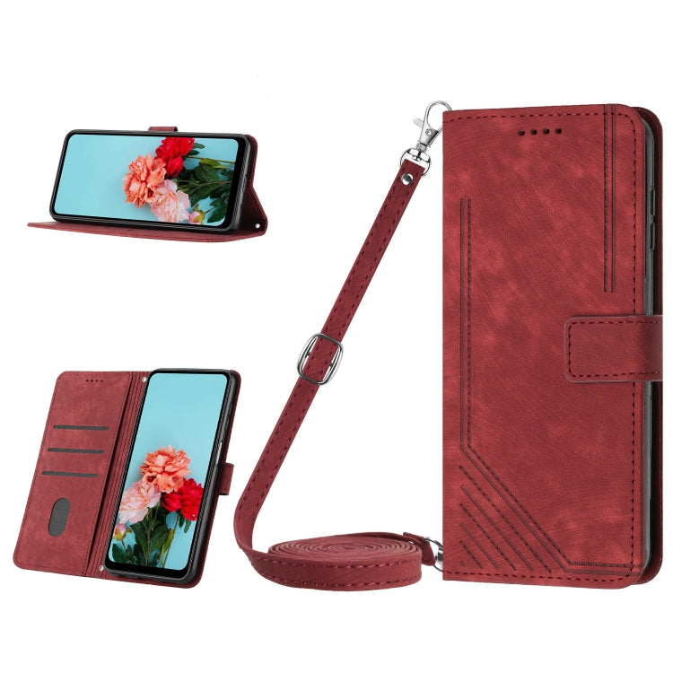 Skin Feel Stripe Pattern Leather Phone Case with Lanyard, Series 1 My Store