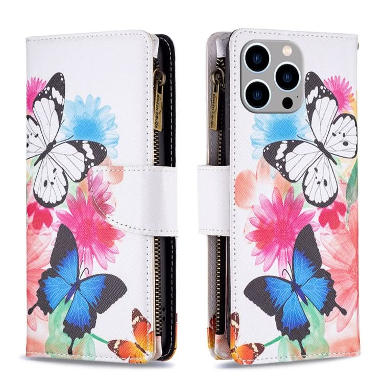 Colored Drawing Pattern Zipper Phone Leather Case, Series 3