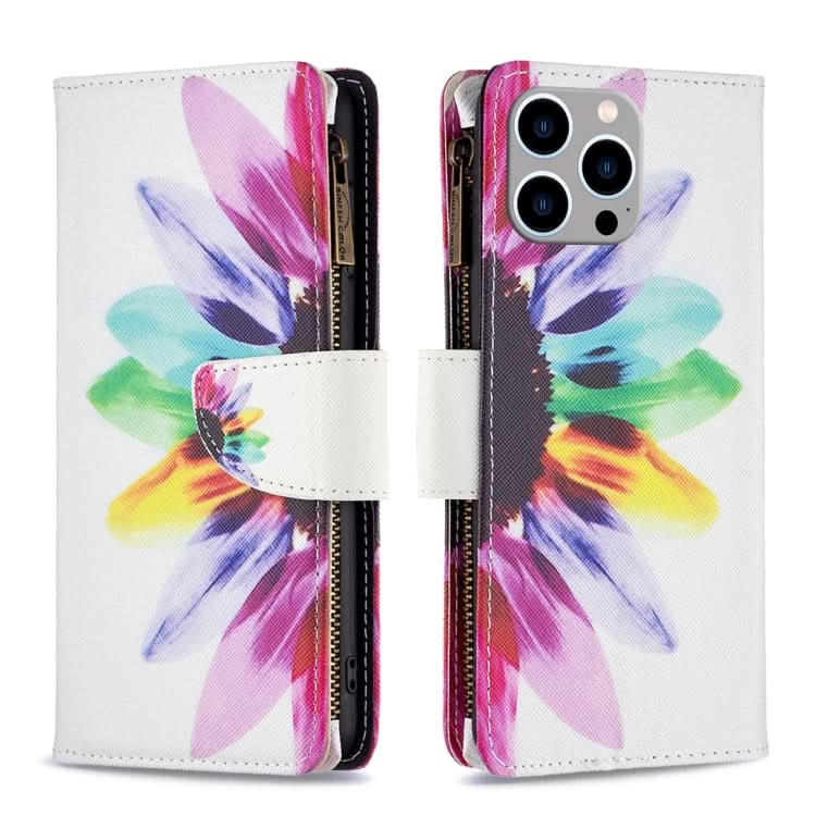 Colored Drawing Pattern Zipper Phone Leather Case, Series 3