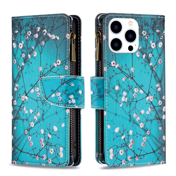 Colored Drawing Pattern Zipper Phone Leather Case, Series 1