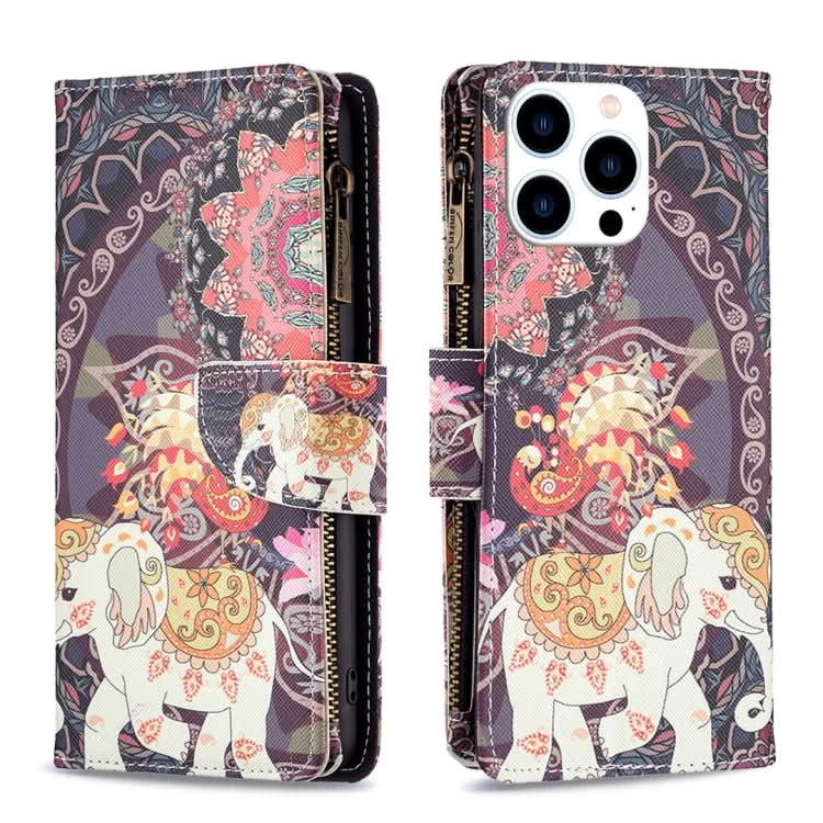 Colored Drawing Pattern Zipper Phone Leather Case, Series 1