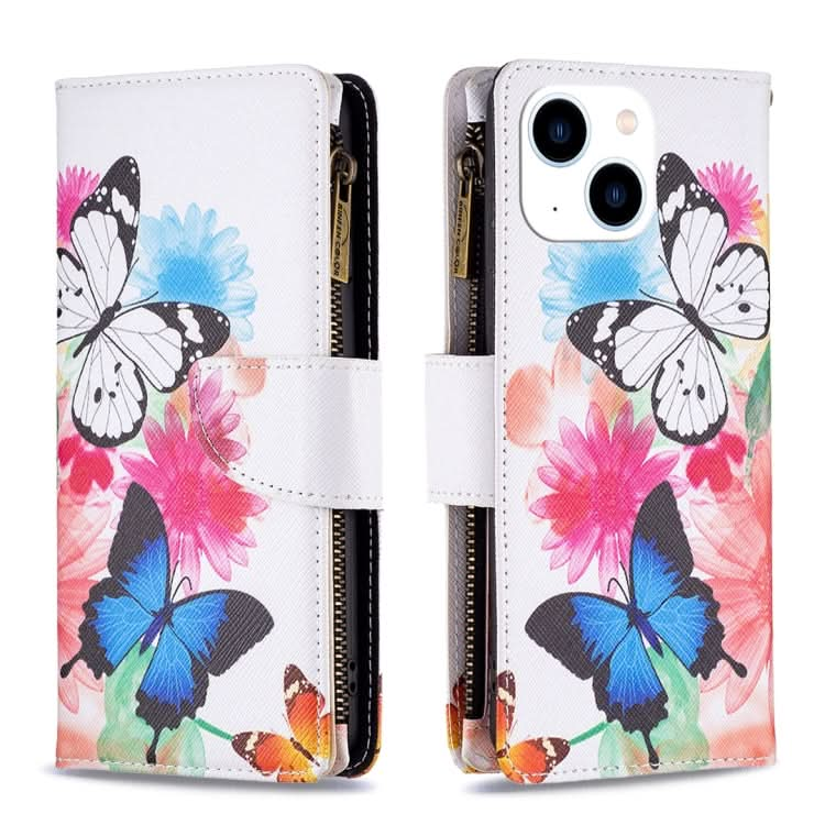 Colored Drawing Pattern Zipper Phone Leather Case, Series 2