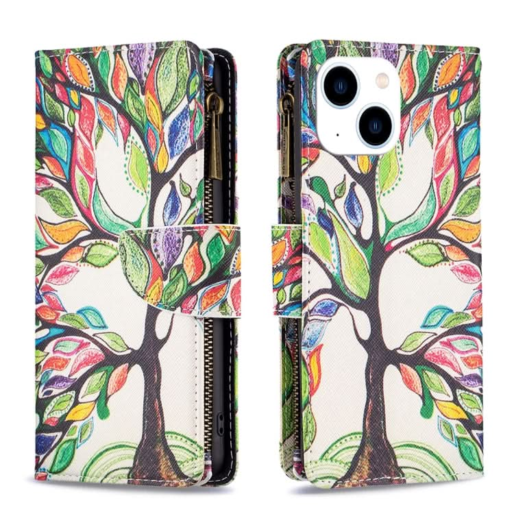 Colored Drawing Pattern Zipper Phone Leather Case, Series 2