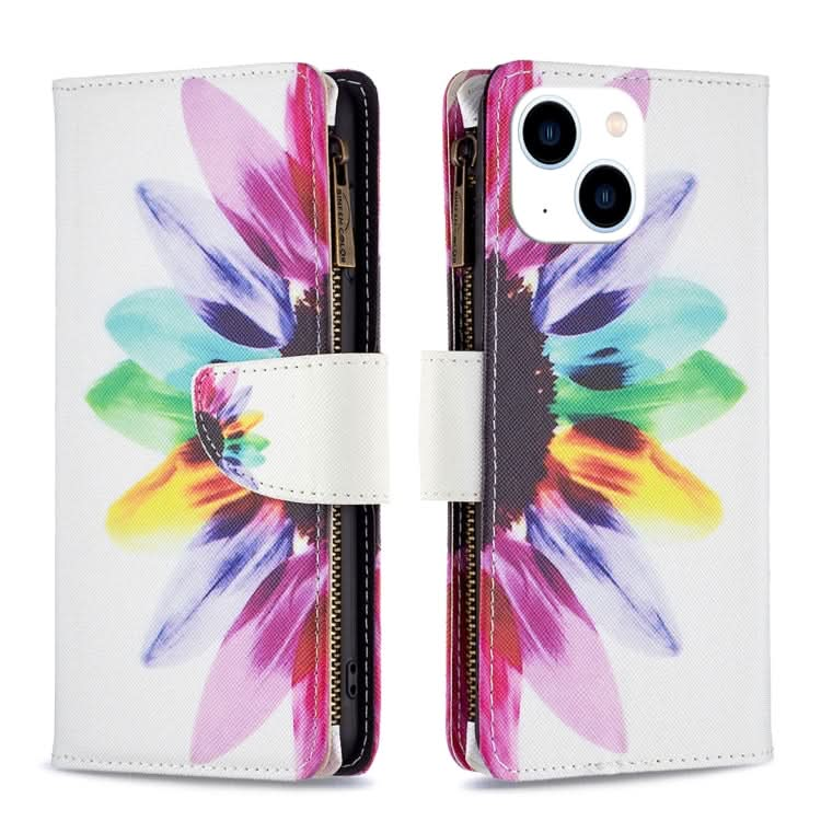 Colored Drawing Pattern Zipper Phone Leather Case, Series 2