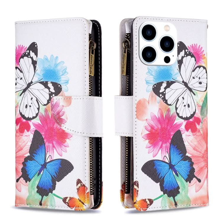 Colored Drawing Pattern Zipper Phone Leather Case, Series 3