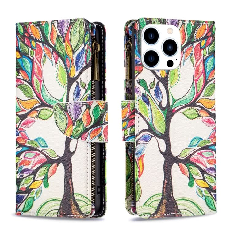 Colored Drawing Pattern Zipper Phone Leather Case, Series 3