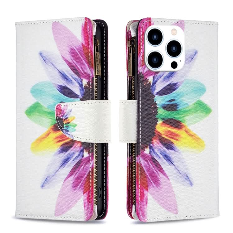 Colored Drawing Pattern Zipper Phone Leather Case, Series 3