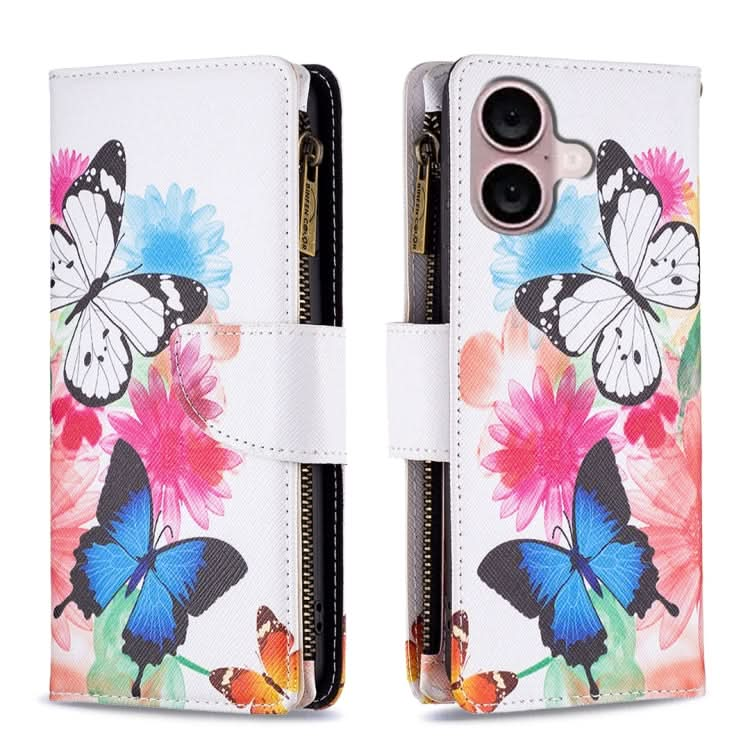 Colored Drawing Pattern Zipper Phone Leather Case, Series 2