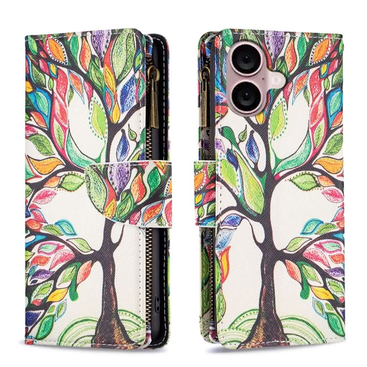 Colored Drawing Pattern Zipper Phone Leather Case, Series 2