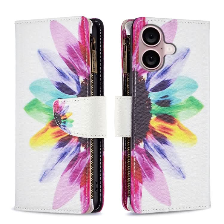 Colored Drawing Pattern Zipper Phone Leather Case, Series 2