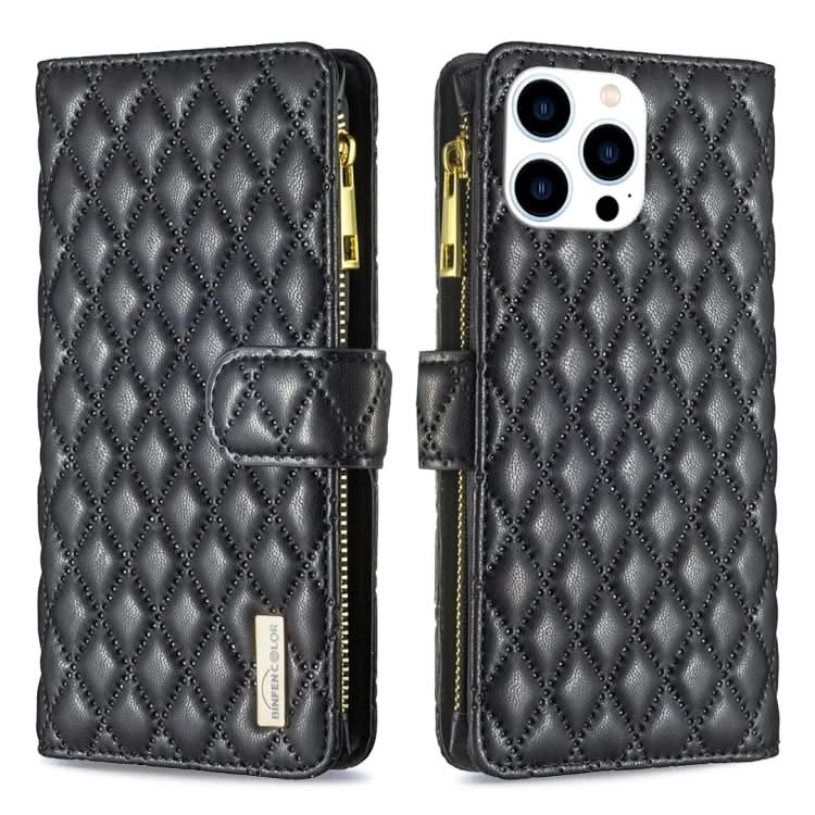 Diamond Lattice Zipper Wallet Leather Flip Phone Case, Series 2