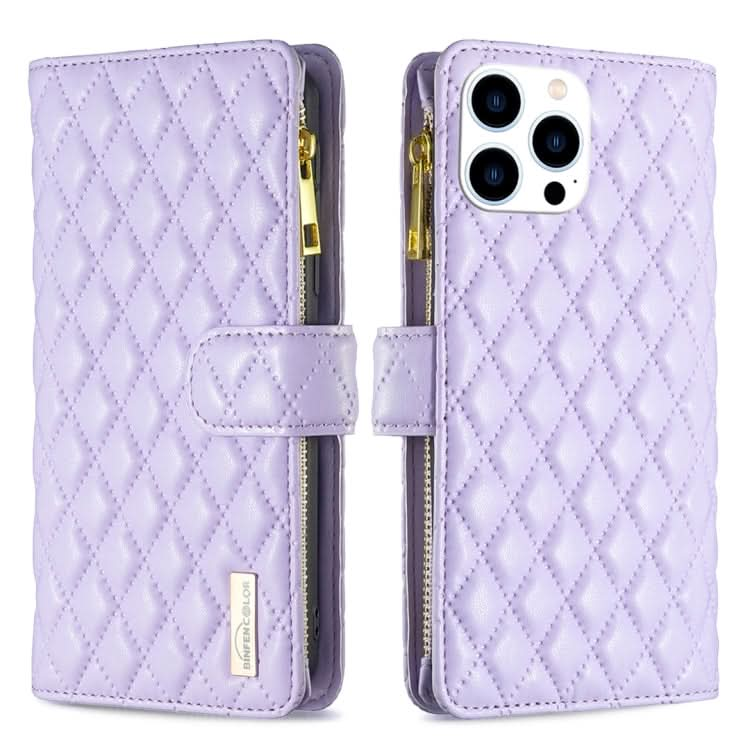 Diamond Lattice Zipper Wallet Leather Flip Phone Case, Series 1