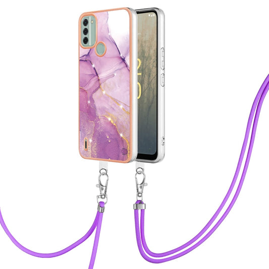 Electroplating Marble Dual-side IMD Phone Case with Lanyard