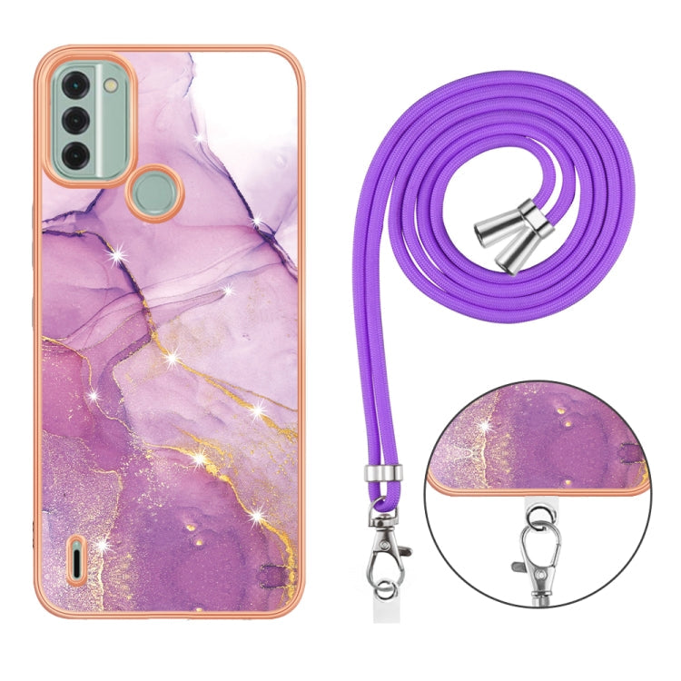 Electroplating Marble Dual-side IMD Phone Case with Lanyard My Store