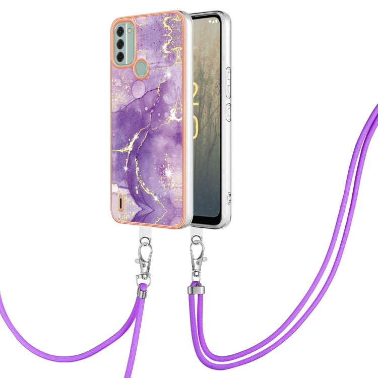 Electroplating Marble Dual-side IMD Phone Case with Lanyard My Store