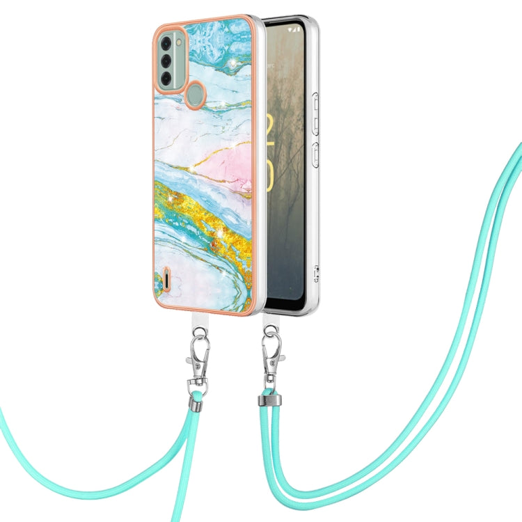 Electroplating Marble Dual-side IMD Phone Case with Lanyard My Store