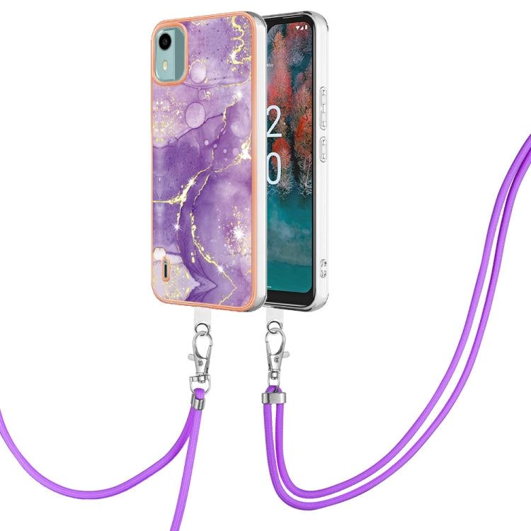 Electroplating Marble Dual-side IMD Phone Case with Lanyard My Store