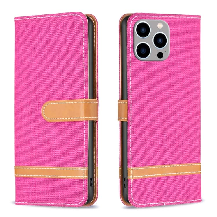 Color Block Denim Texture Leather Phone Case, Series 3