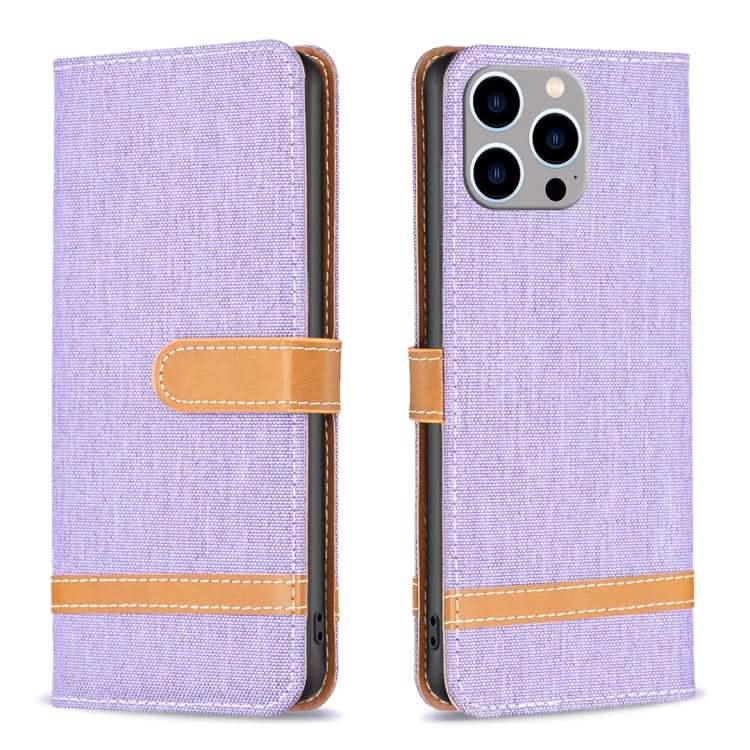 Color Block Denim Texture Leather Phone Case, Series 3