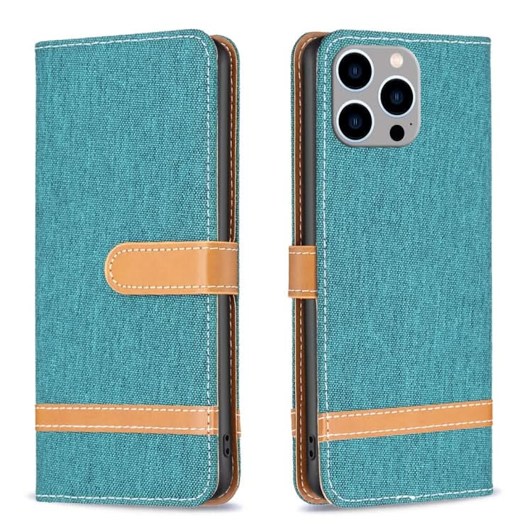 Color Block Denim Texture Leather Phone Case, Series 3