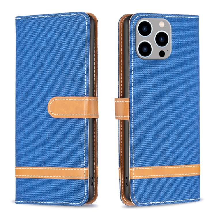 Color Block Denim Texture Leather Phone Case, Series 3