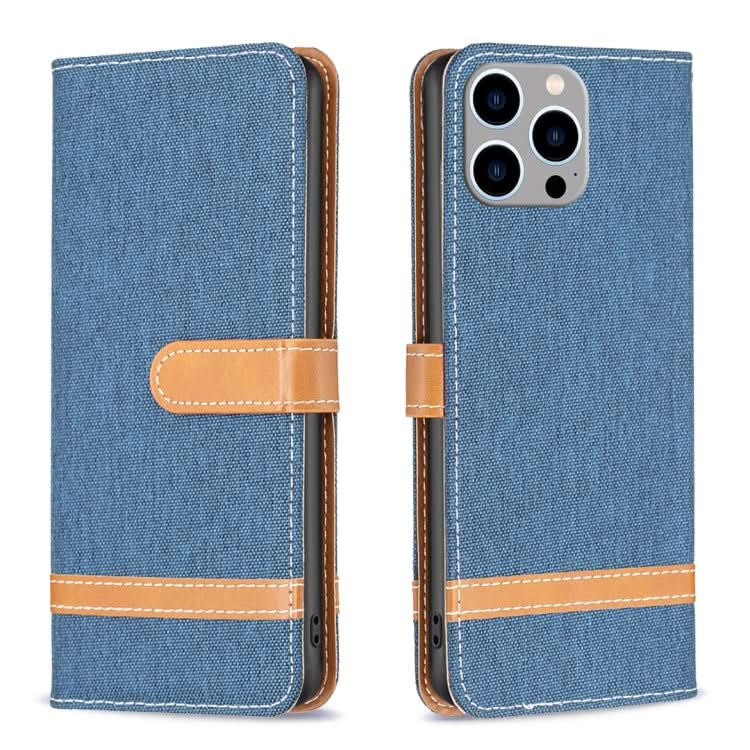 Color Block Denim Texture Leather Phone Case, Series 3