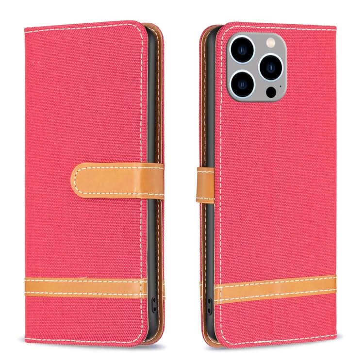 Color Block Denim Texture Leather Phone Case, Series 3