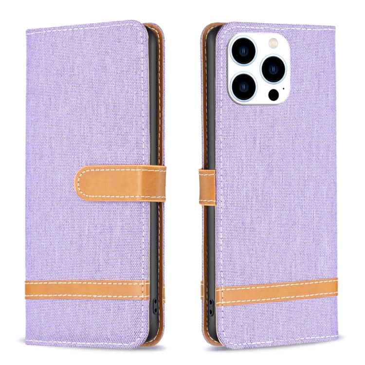 Color Block Denim Texture Leather Phone Case, Series 1