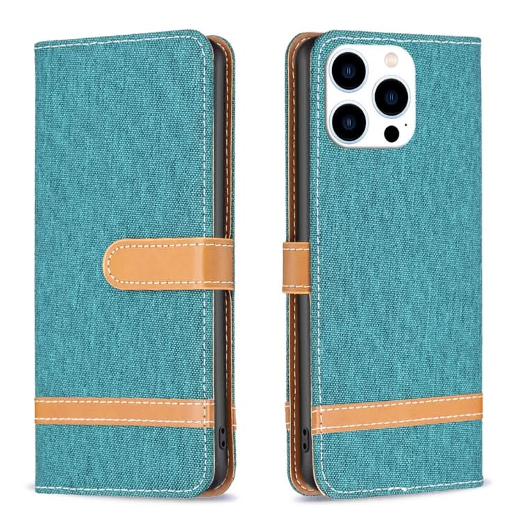 Color Block Denim Texture Leather Phone Case, Series 1