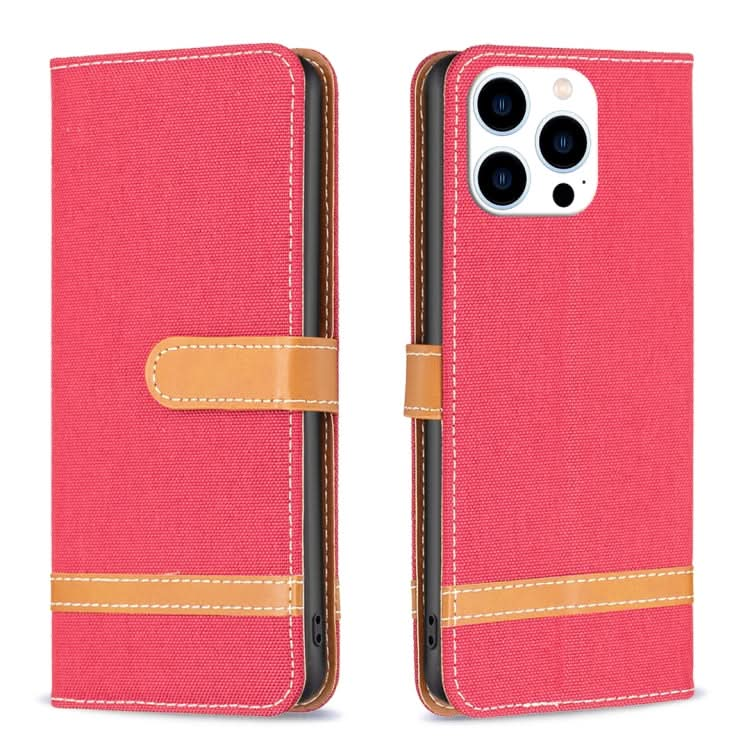 Color Block Denim Texture Leather Phone Case, Series 1