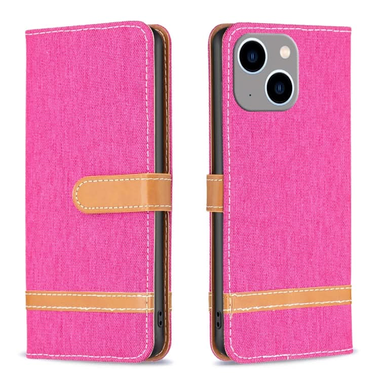 Color Block Denim Texture Leather Phone Case, Series 1