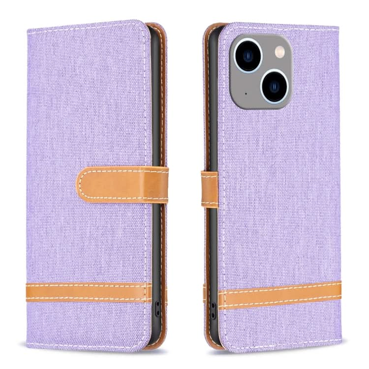 Color Block Denim Texture Leather Phone Case, Series 1