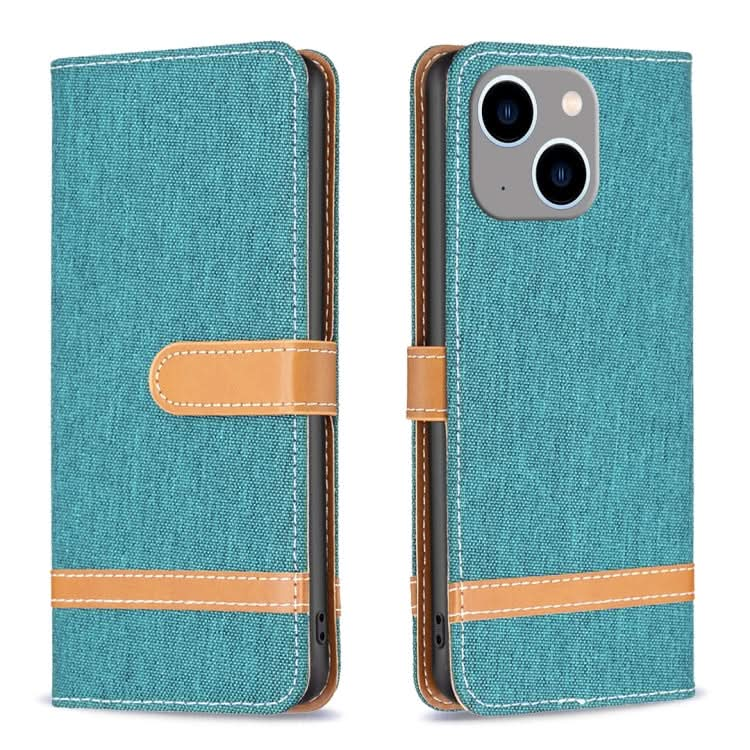 Color Block Denim Texture Leather Phone Case, Series 1