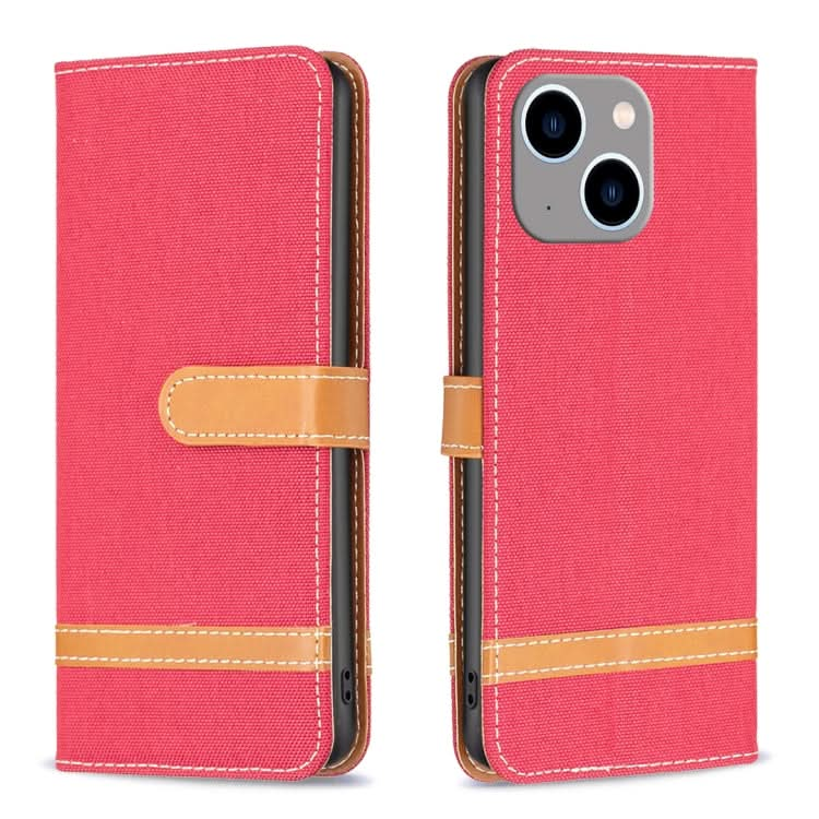 Color Block Denim Texture Leather Phone Case, Series 1