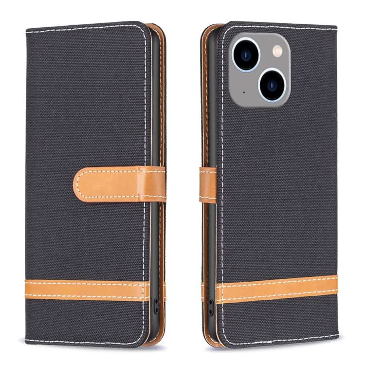 Color Block Denim Texture Leather Phone Case, Series 1