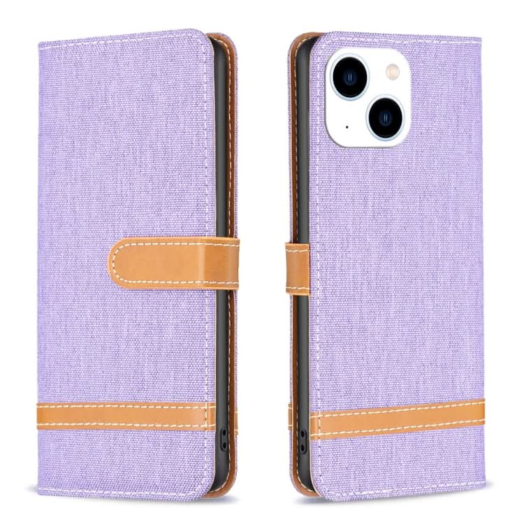 Color Block Denim Texture Leather Phone Case, Series 2