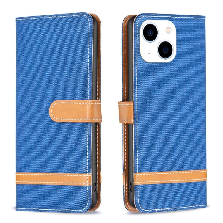 Color Block Denim Texture Leather Phone Case, Series 2