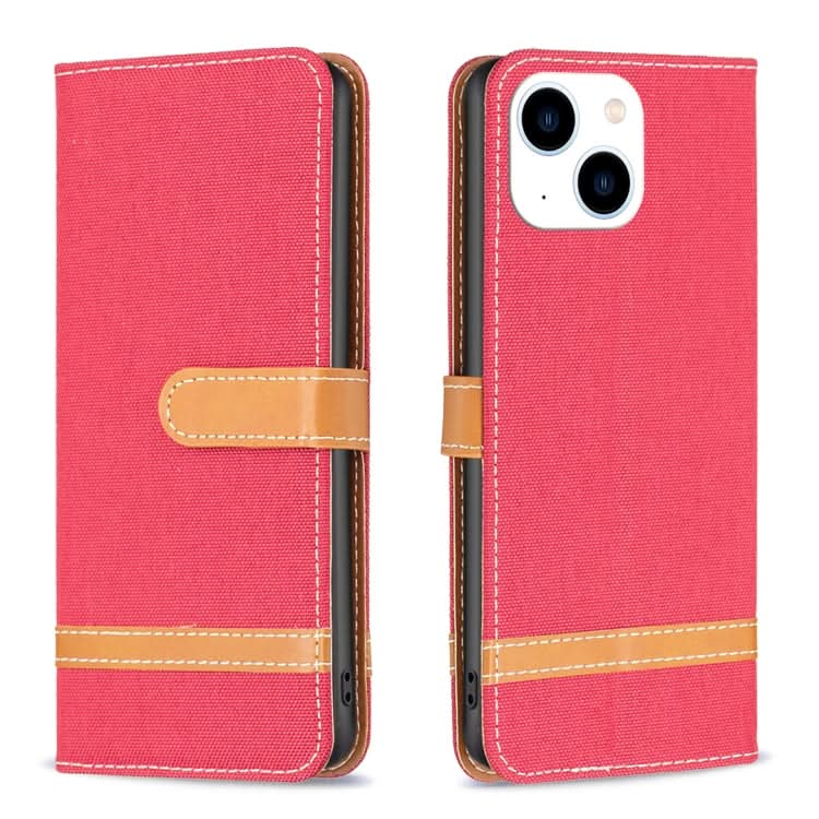 Color Block Denim Texture Leather Phone Case, Series 2