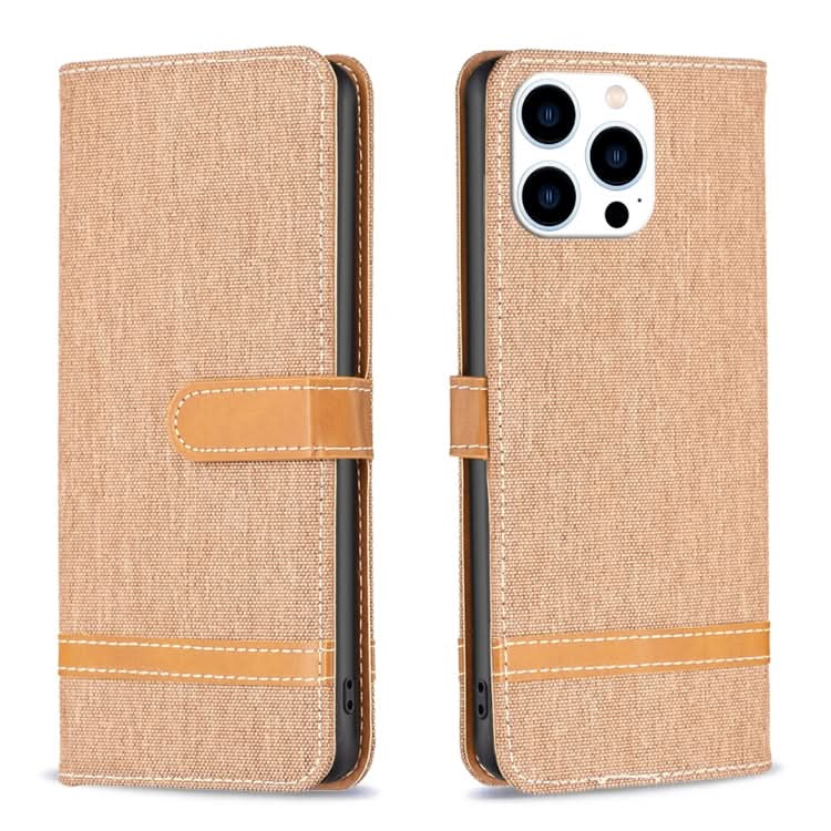 Color Block Denim Texture Leather Phone Case, Series 3