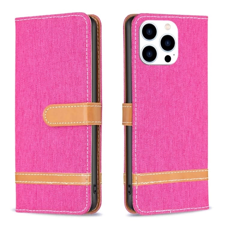 Color Block Denim Texture Leather Phone Case, Series 3