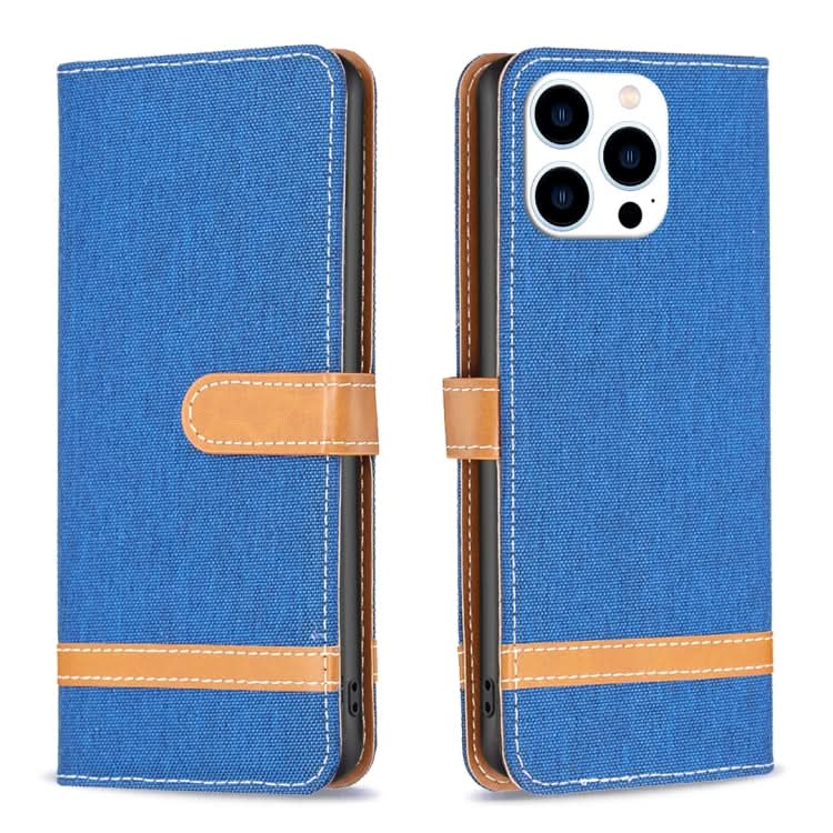 Color Block Denim Texture Leather Phone Case, Series 3