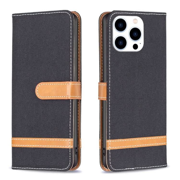 Color Block Denim Texture Leather Phone Case, Series 3