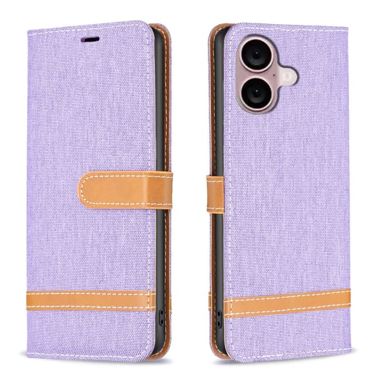 Color Block Denim Texture Leather Phone Case, Series 2