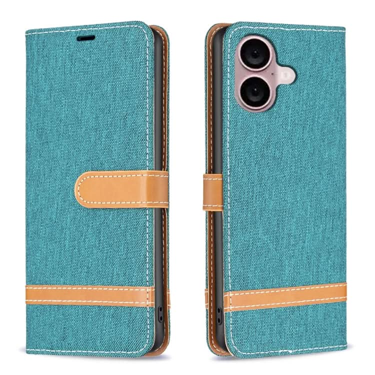 Color Block Denim Texture Leather Phone Case, Series 2