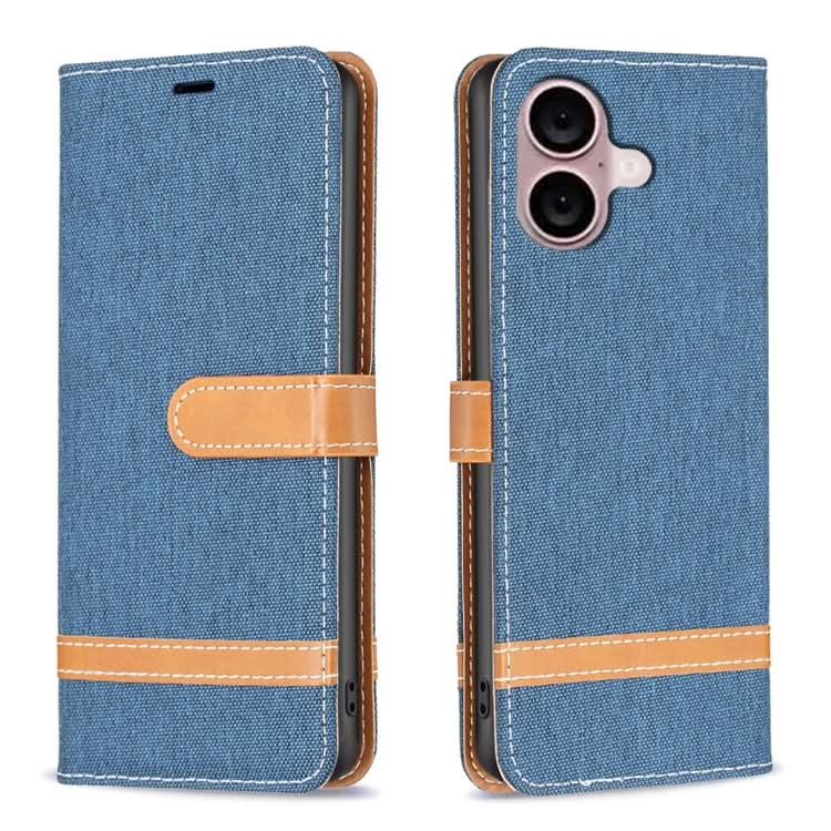 Color Block Denim Texture Leather Phone Case, Series 2